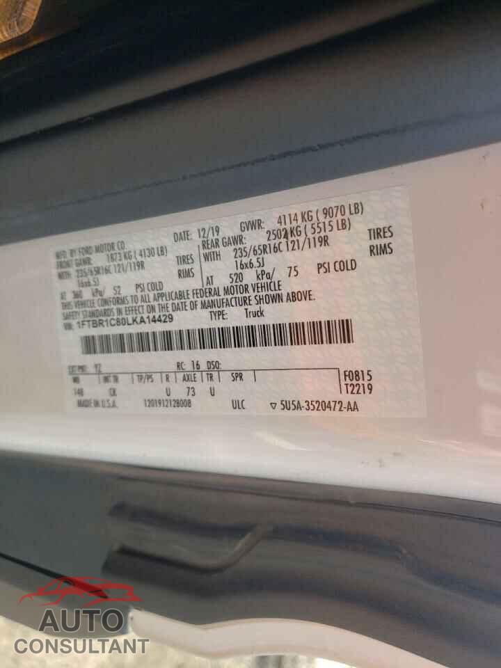 FORD TRANSIT CO 2020 - 1FTBR1C80LKA14429