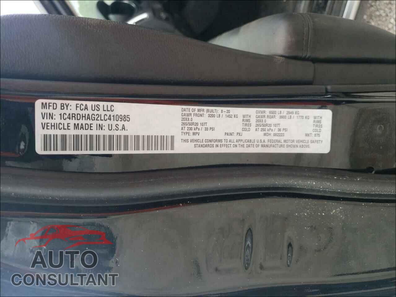 DODGE DURANGO 2020 - 1C4RDHAG2LC410985