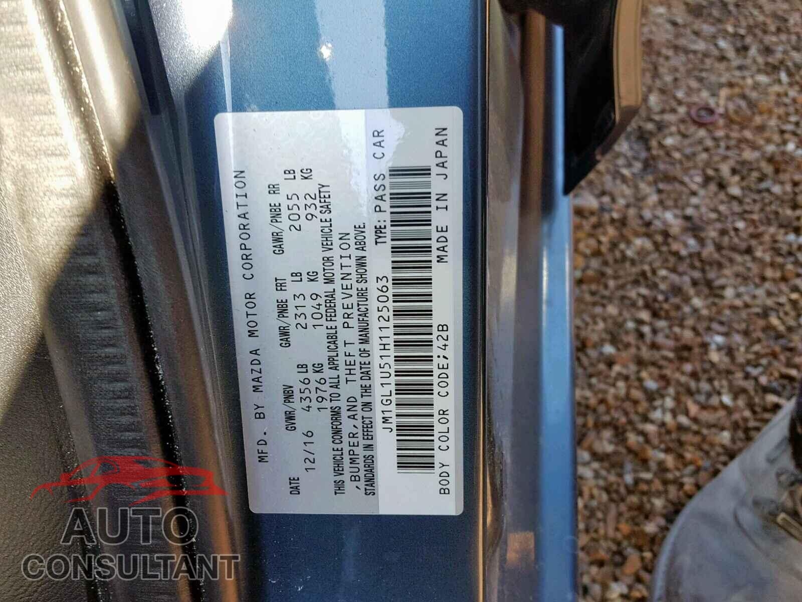 MAZDA 6 2017 - JTEMU5JR1M5911216