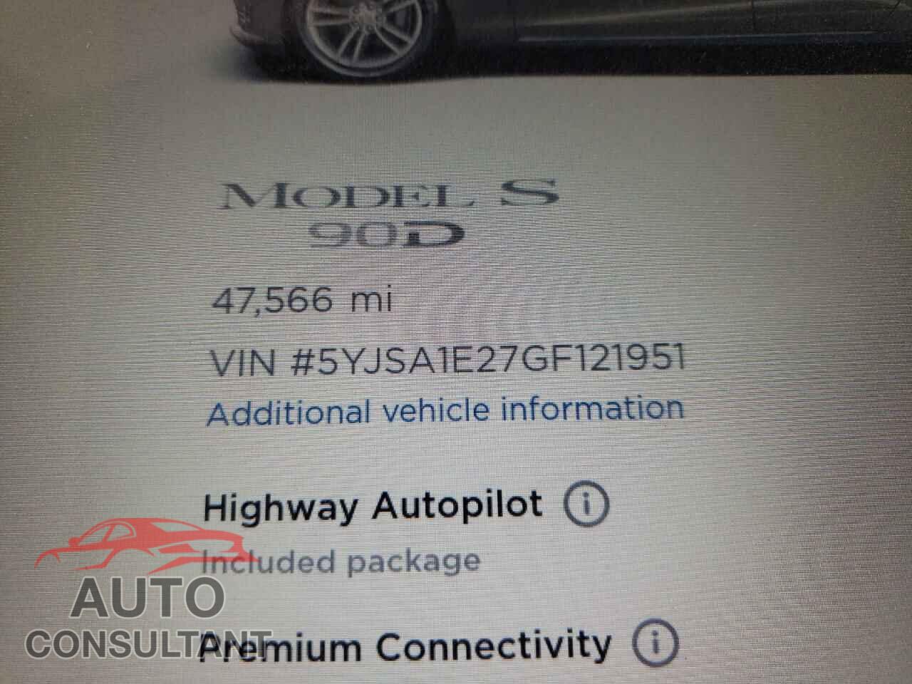 TESLA MODEL S 2016 - 5YJSA1E27GF121951
