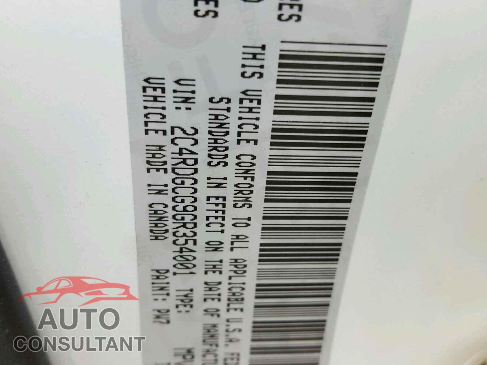 DODGE CARAVAN 2016 - 2C4RDGCG9GR354001