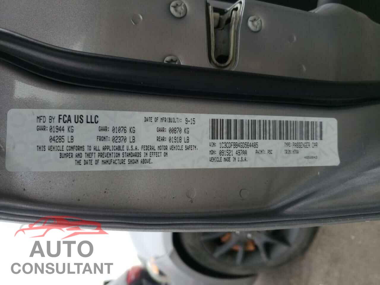 DODGE DART 2016 - 1C3CDFBB4GD564485