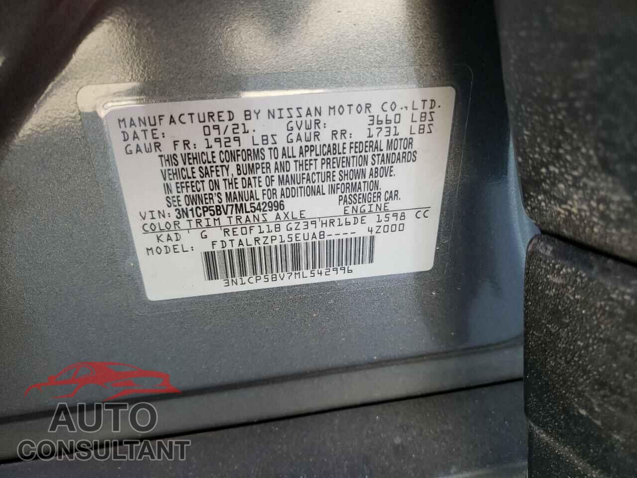 NISSAN KICKS 2021 - 3N1CP5BV7ML542996