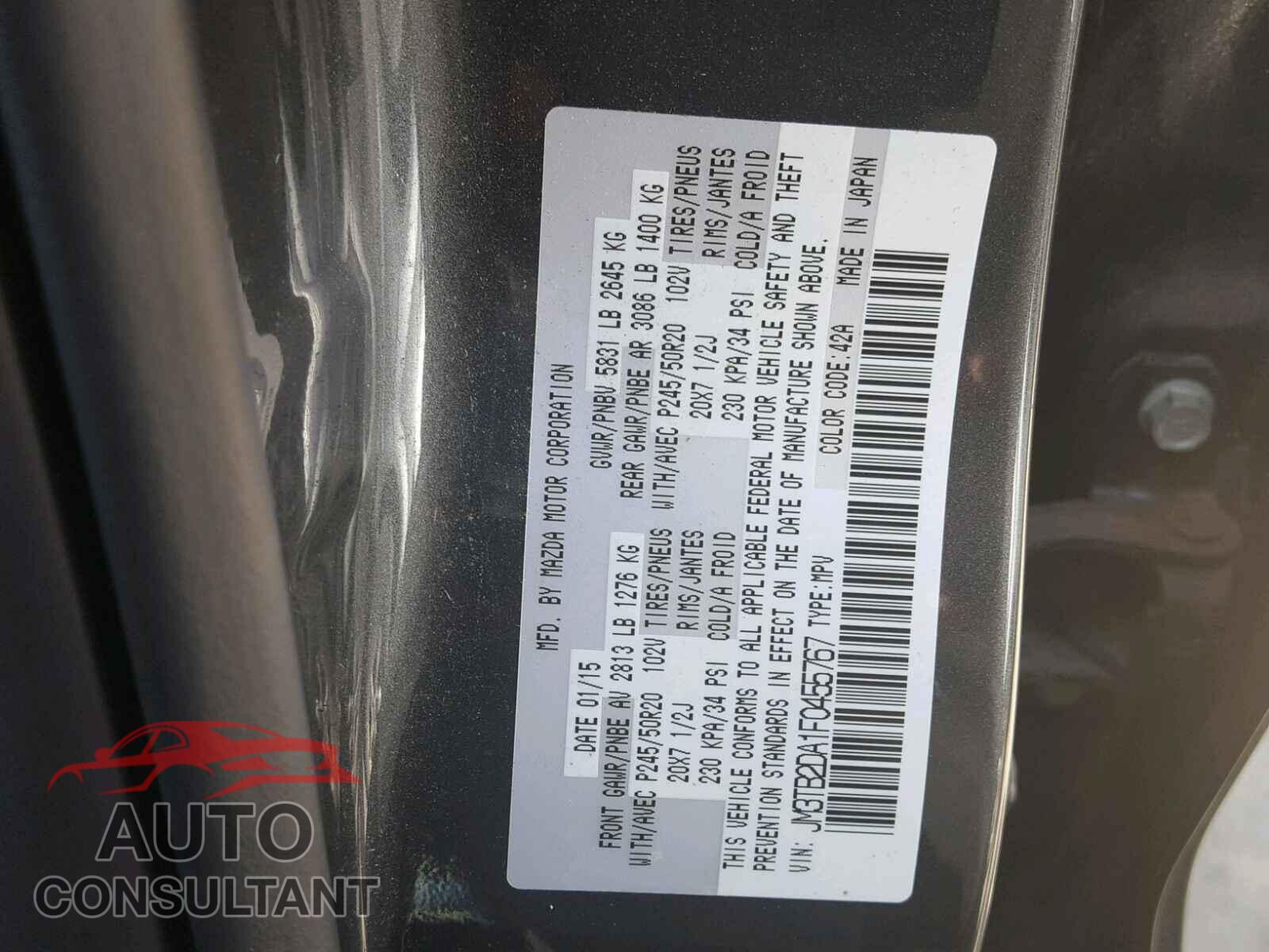 MAZDA CX-9 2015 - 3N1CP5BV4LL485557