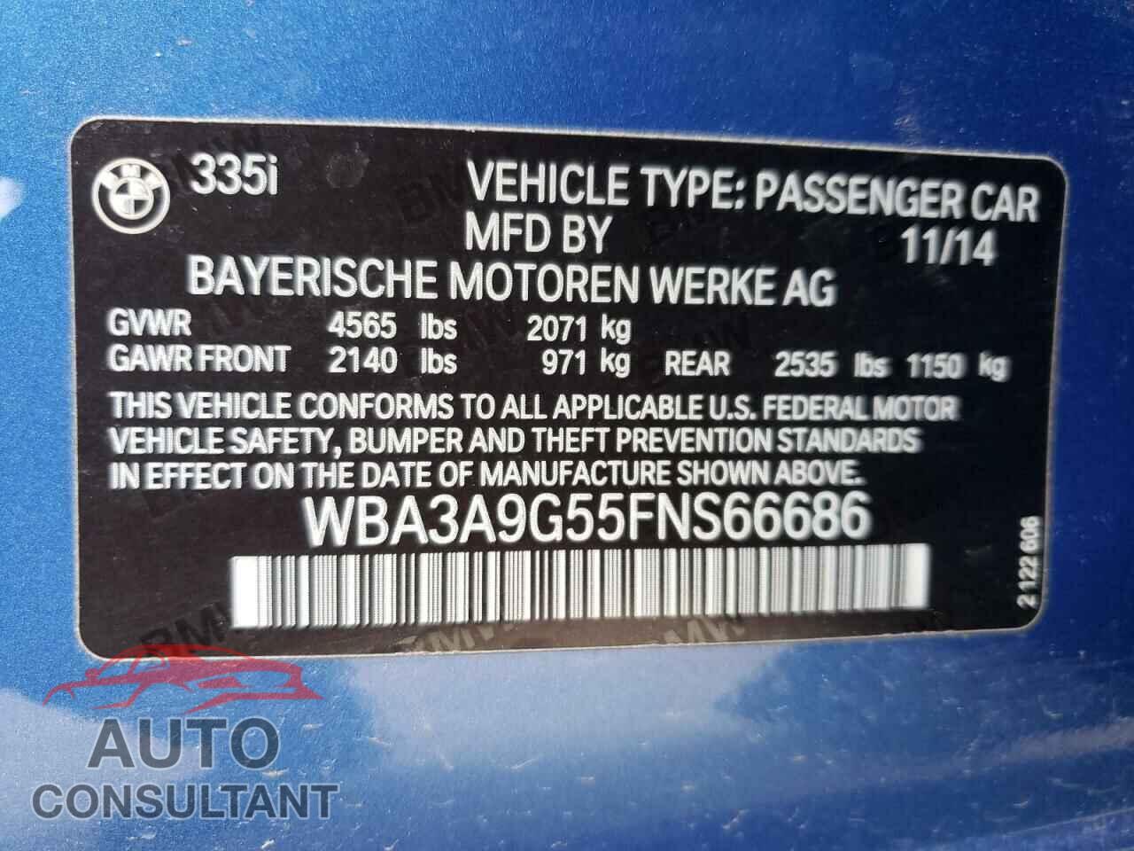 BMW 3 SERIES 2015 - JTHBZ1BL6KA016923
