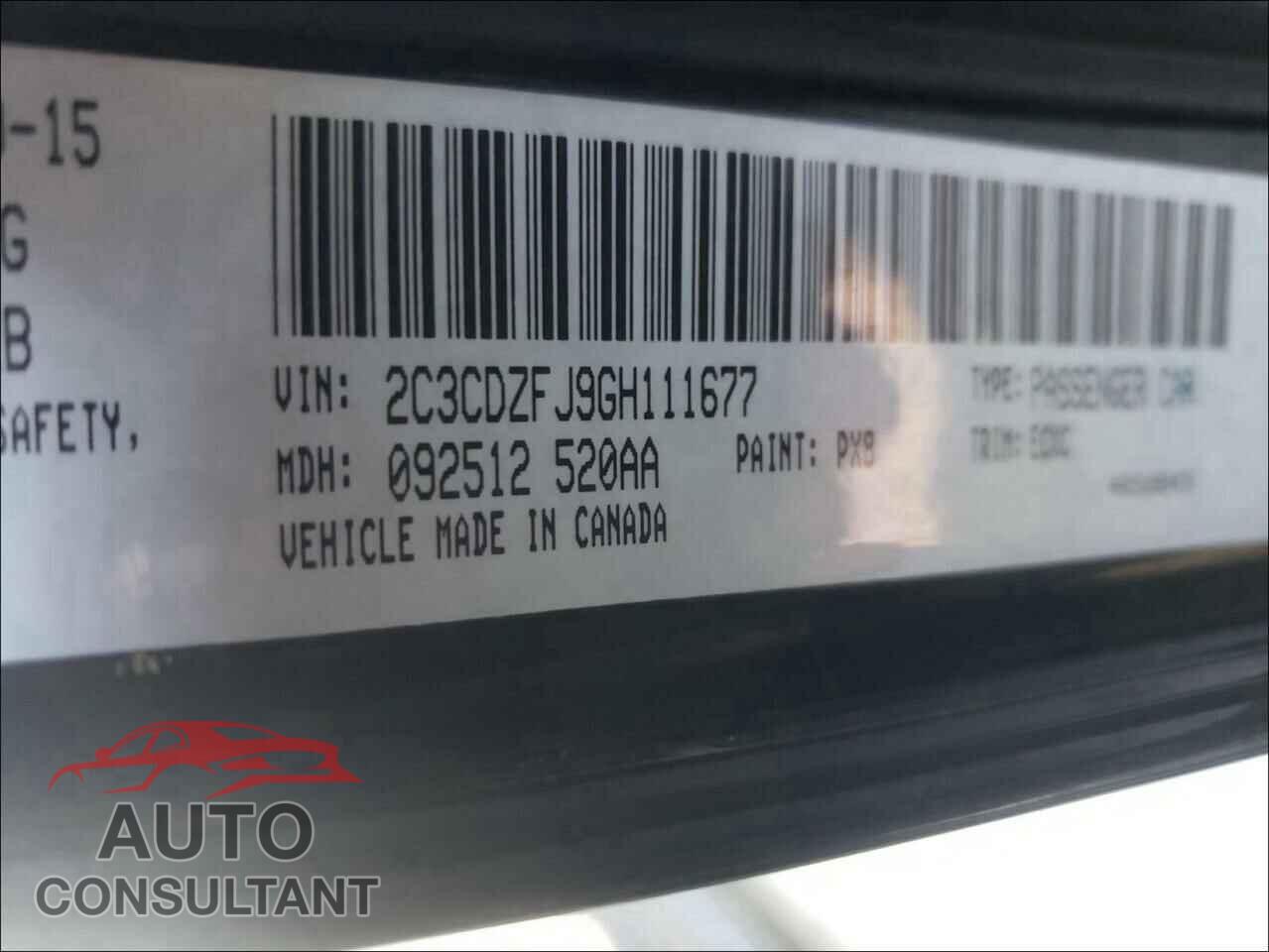 DODGE CHALLENGER 2016 - 2C3CDZFJ9GH111677