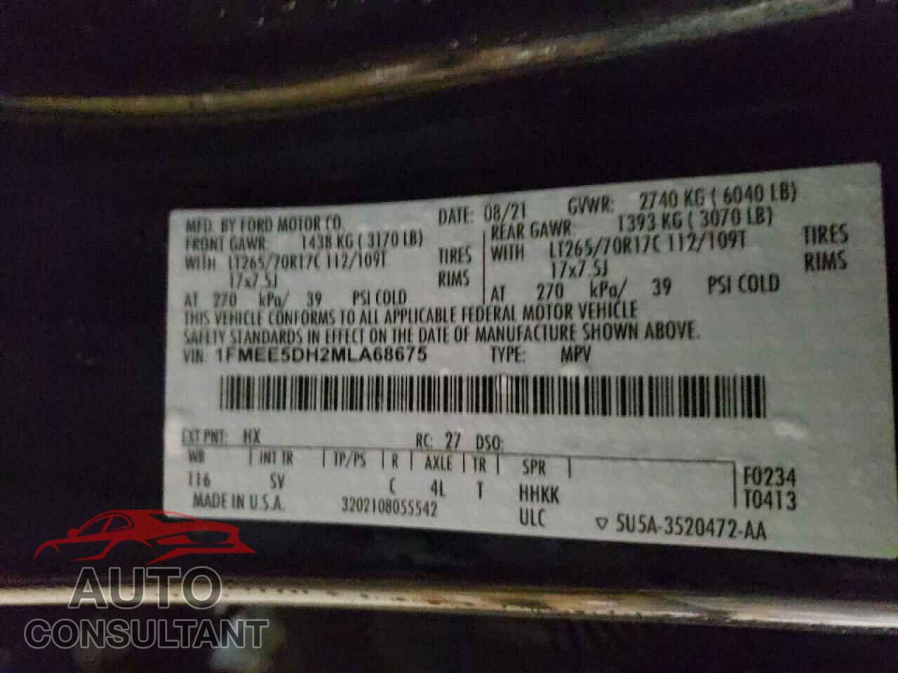FORD BRONCO BAS 2021 - 1FMEE5DH2MLA68675
