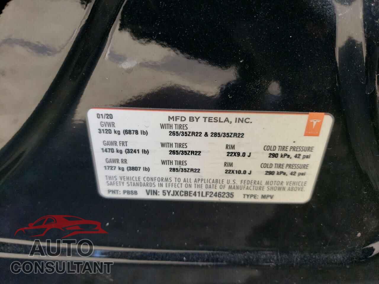TESLA MODEL X 2020 - 5YJXCBE41LF246235