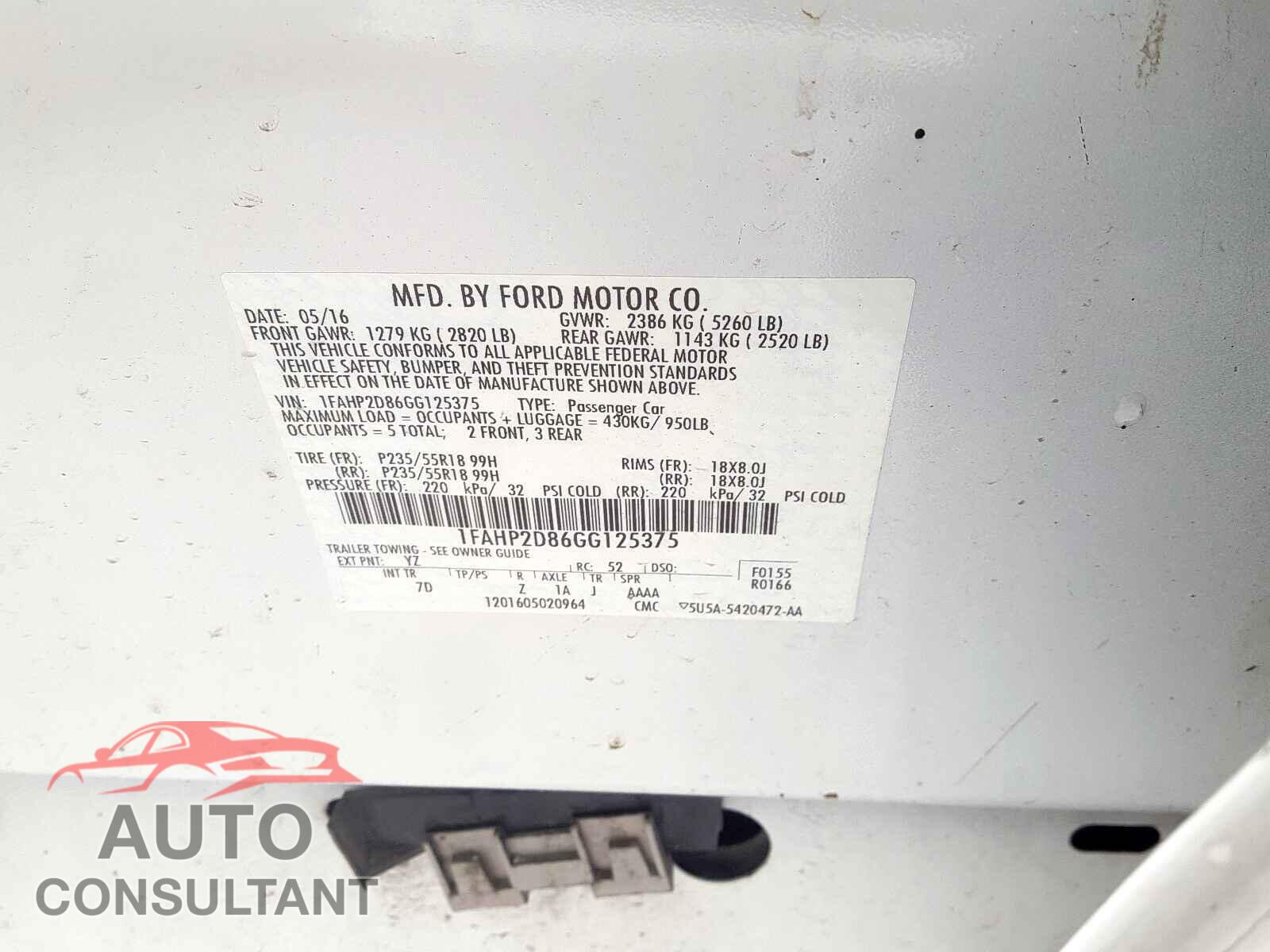 FORD TAURUS 2016 - KMHCT4AE7HU249479