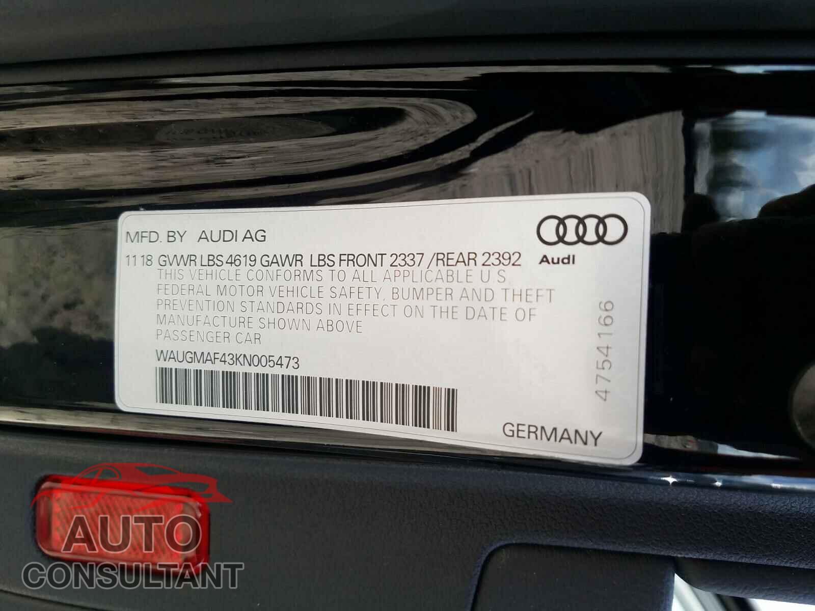 AUDI A4 2019 - WAUGMAF43KN005473