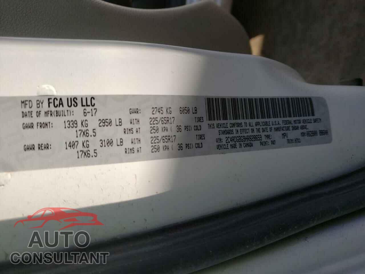 DODGE CARAVAN 2017 - 2C4RDGBG9HR828659
