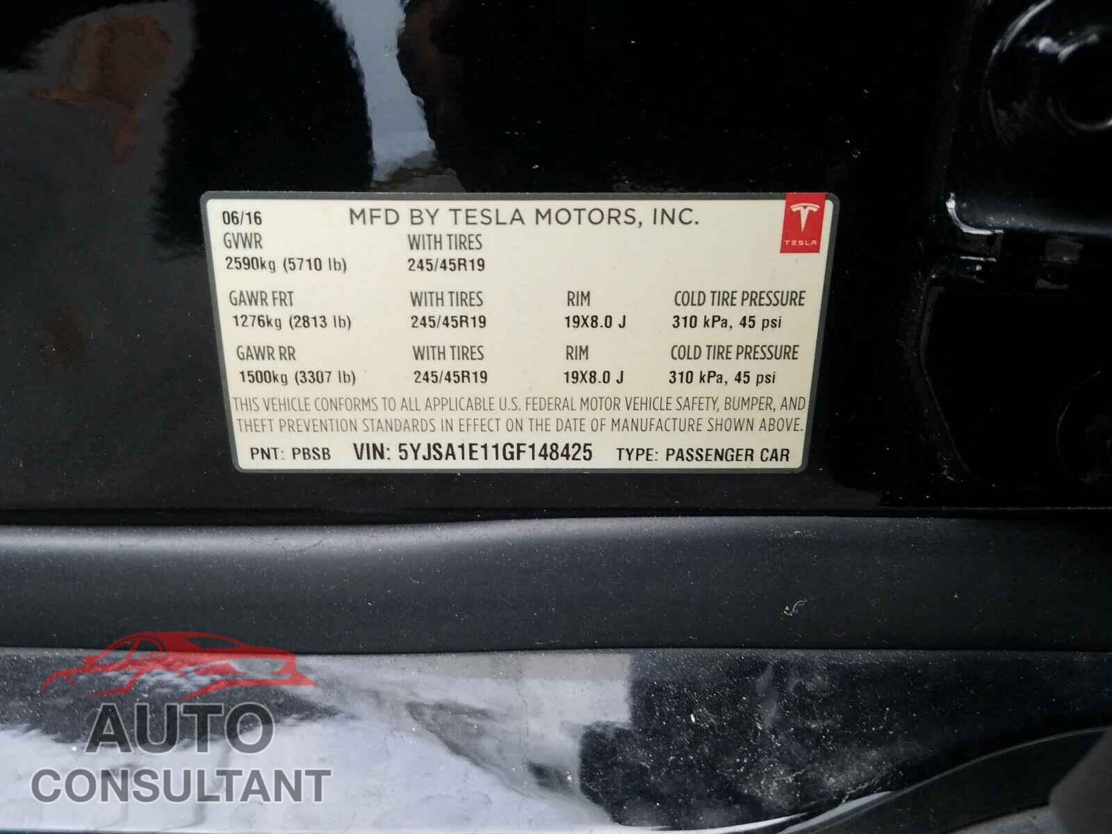 TESLA MODEL S 2016 - 5YJSA1E11GF148425