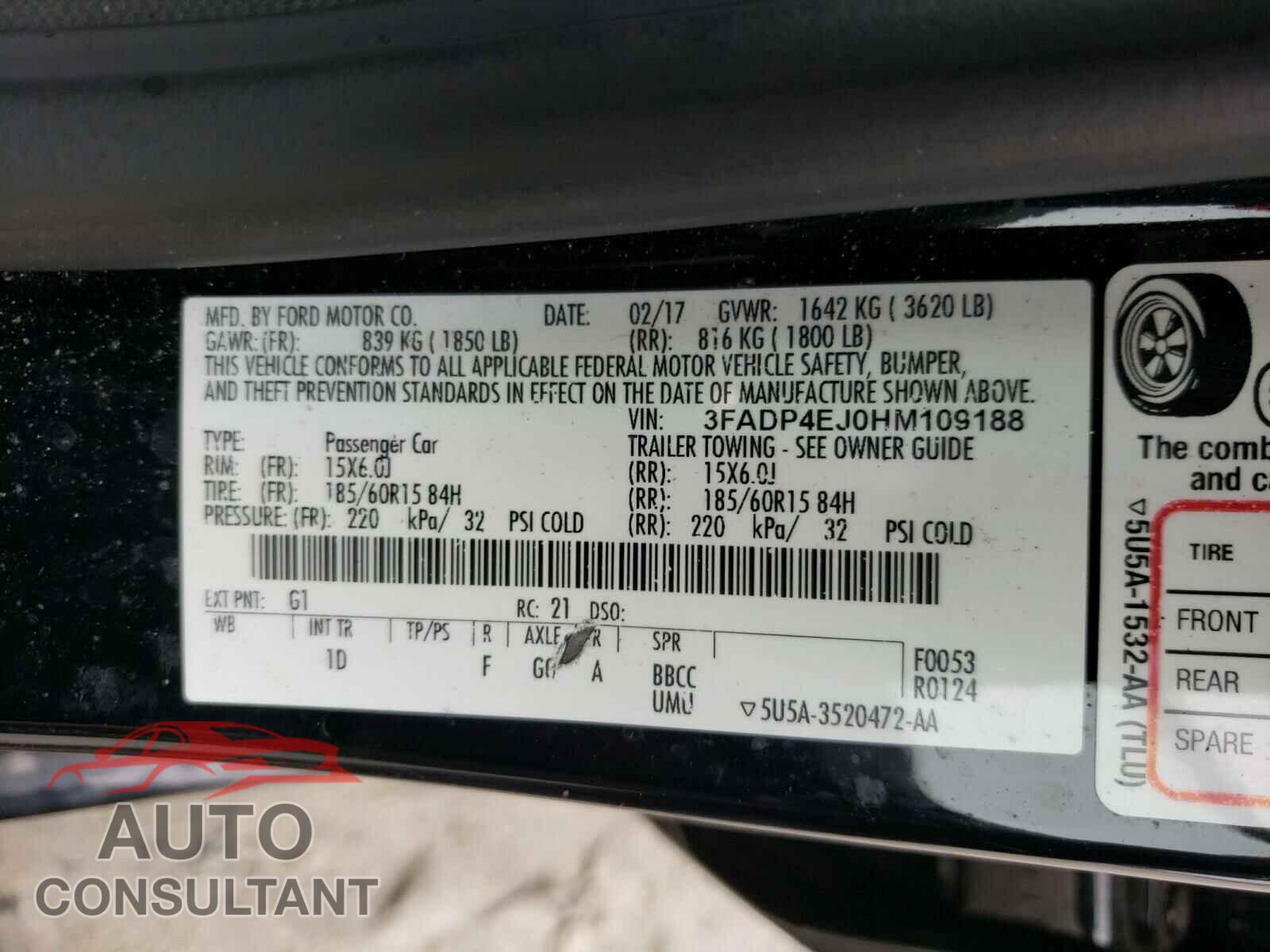 FORD FIESTA 2017 - 3FADP4EJ0HM109188