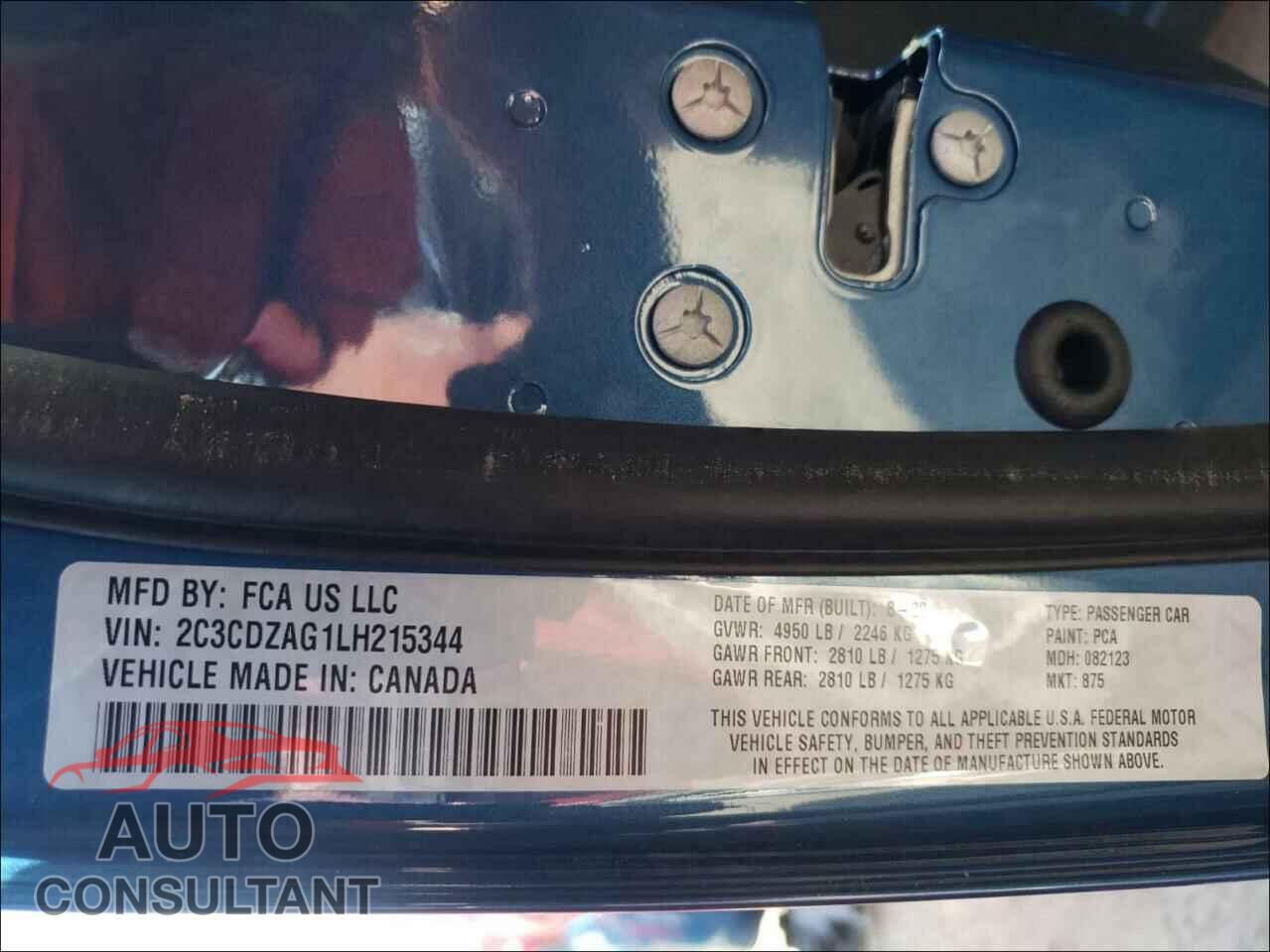 DODGE CHALLENGER 2020 - 2C3CDZAG1LH215344
