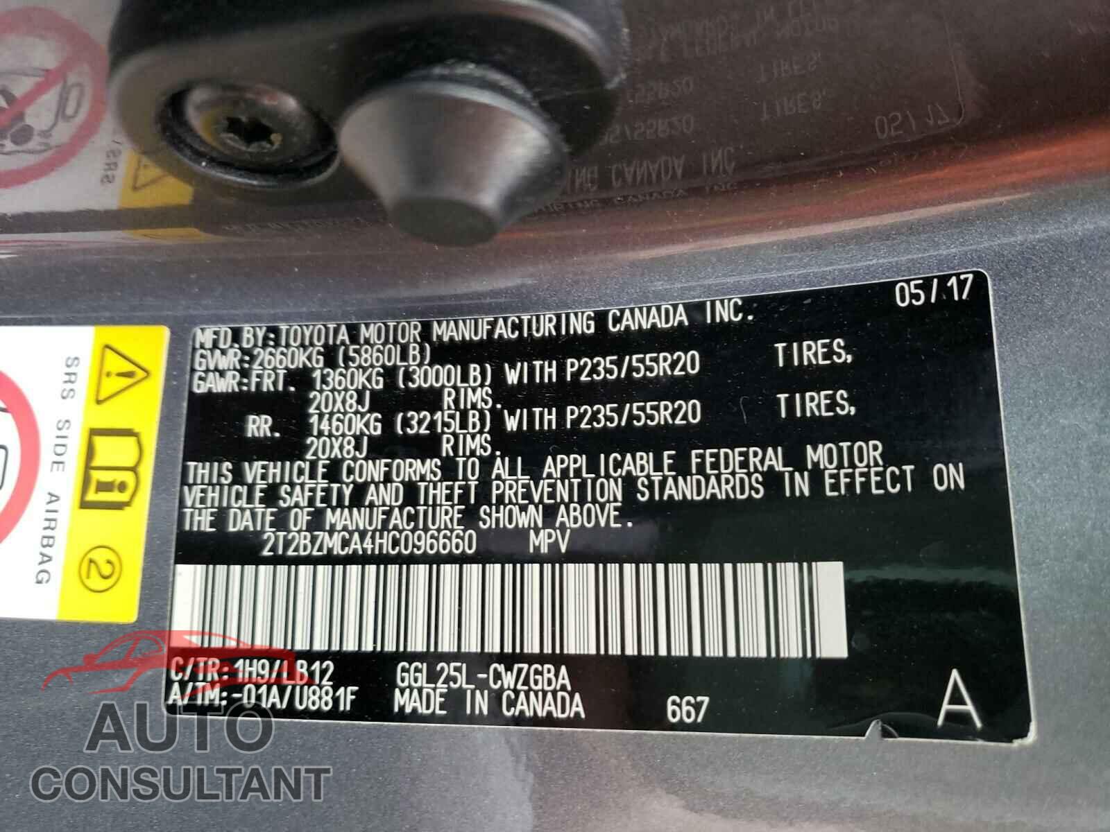 LEXUS RX350 2017 - 2T2BZMCA4HC096660
