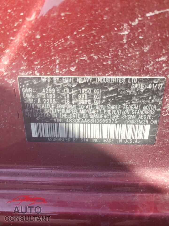 SUBARU IMPREZA 2017 - 4S3GKAA68H3606075