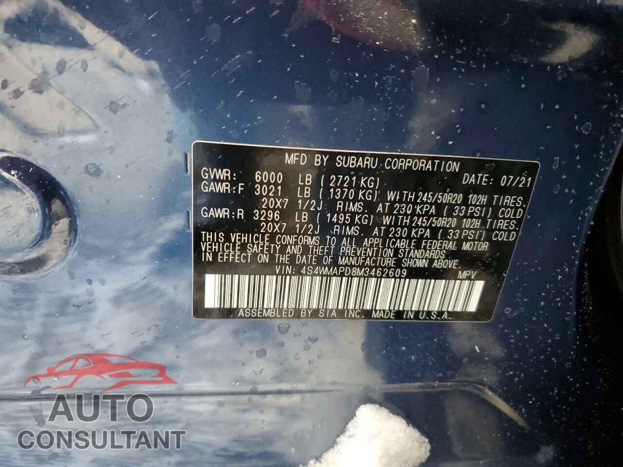 SUBARU ASCENT 2021 - 4S4WMAPD8M3462609