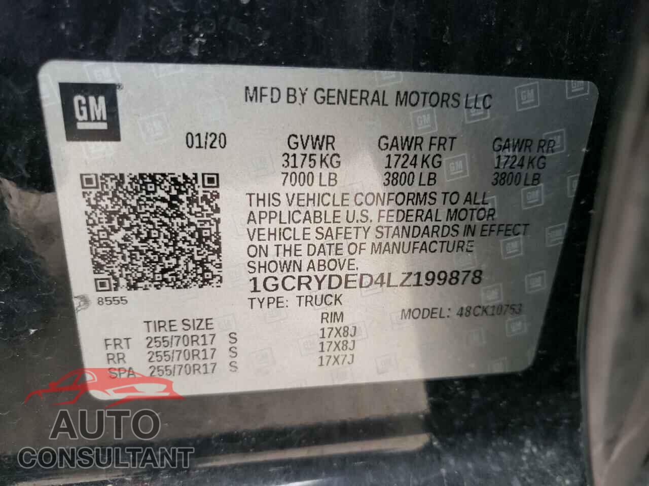 CHEVROLET SILVERADO 2020 - 1GCRYDED4LZ199878
