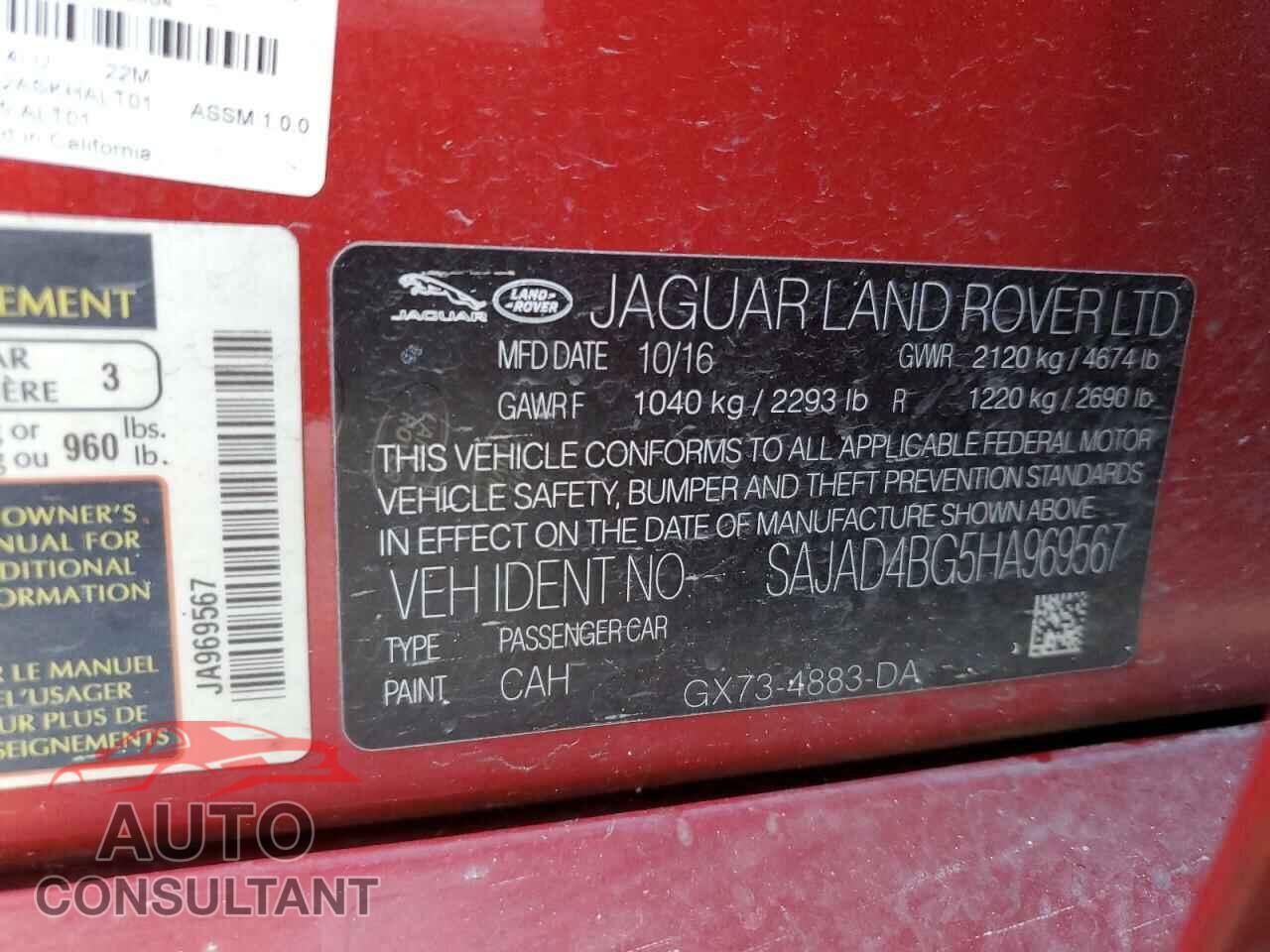 JAGUAR XE 2017 - SAJAD4BG5HA969567