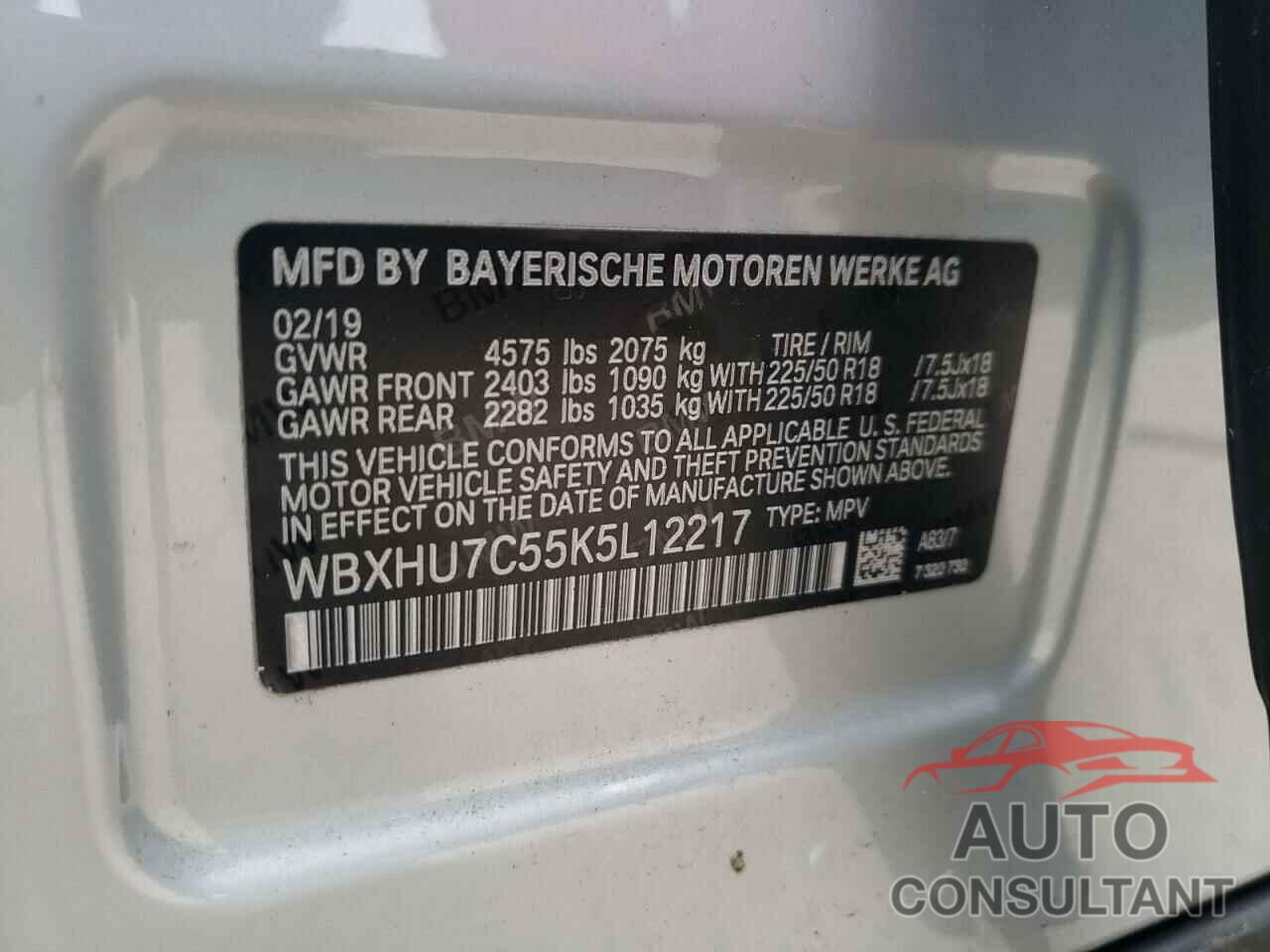 BMW X1 2019 - WBXHU7C55K5L12217