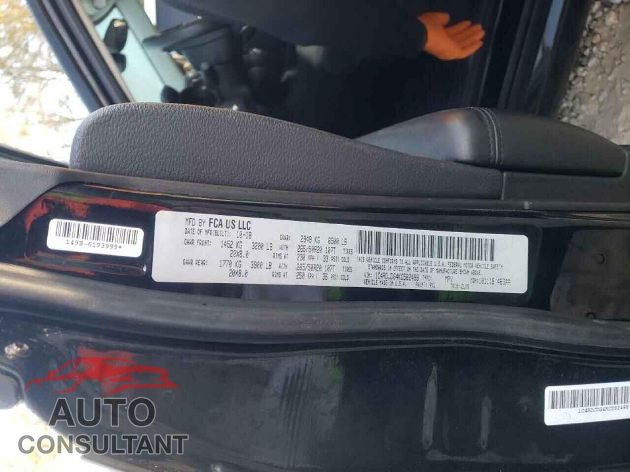 DODGE DURANGO 2019 - 1C4RDJDG4KC582498