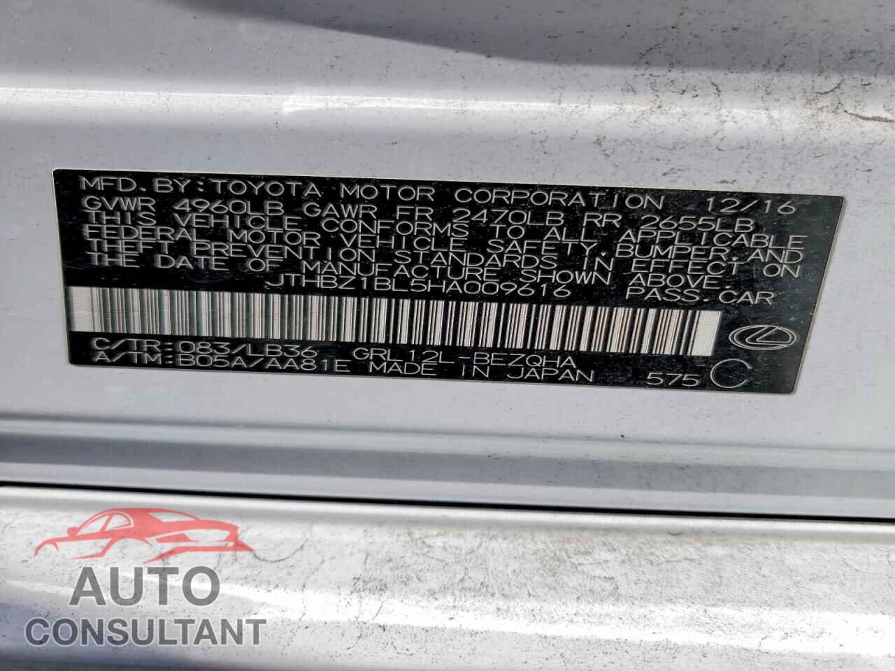 LEXUS GS 350 2017 - JTHBZ1BL5HA009616