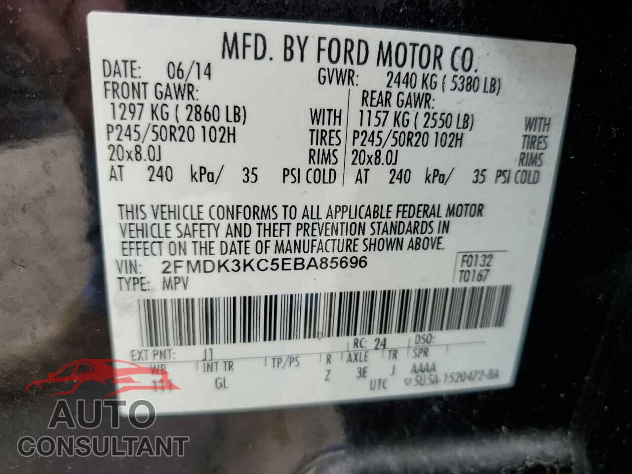 FORD EDGE 2014 - 2FMDK3KC5EBA85696