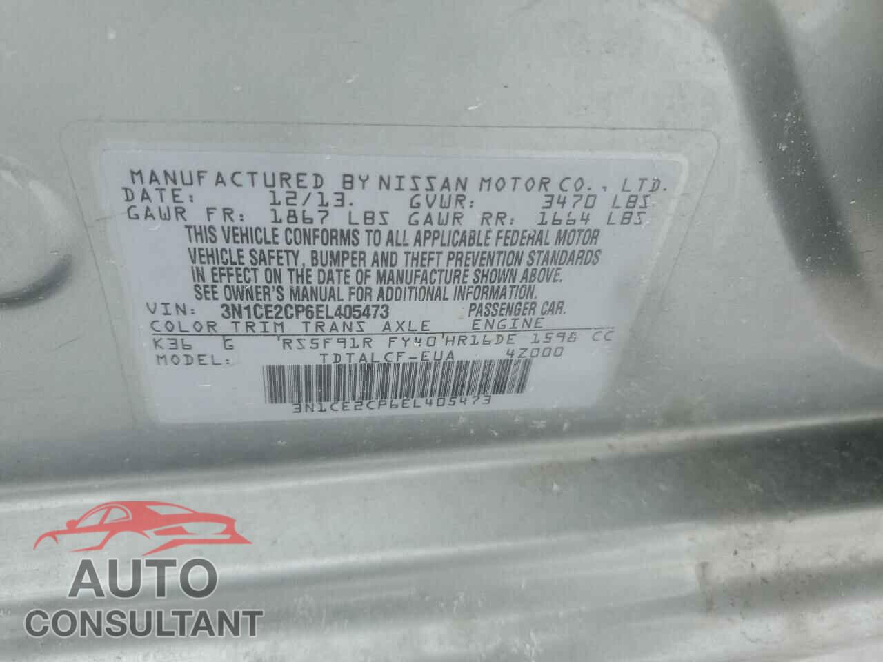 NISSAN VERSA 2014 - 3N1CE2CP6EL405473