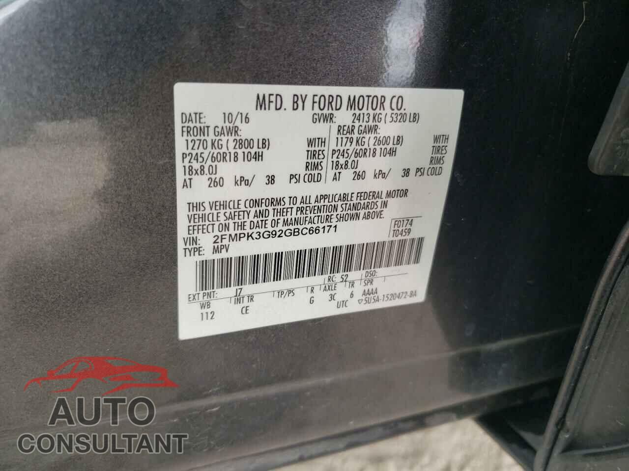 FORD EDGE 2016 - 2FMPK3G92GBC66171