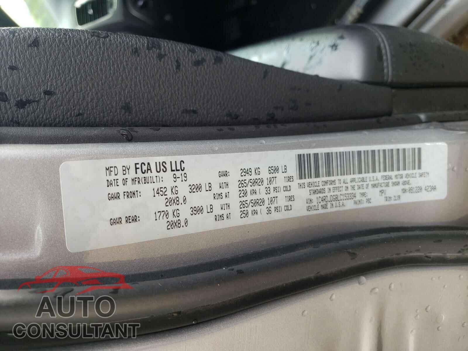 DODGE DURANGO 2020 - 1C4RDJDG8LC153334