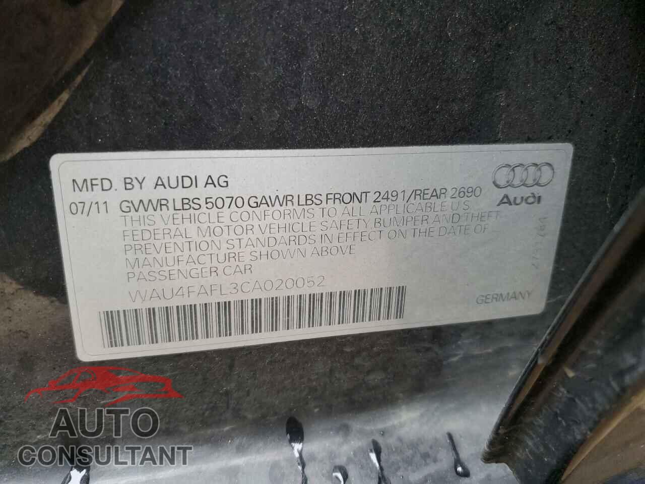 AUDI A4 2012 - WAU4FAFL3CA020052
