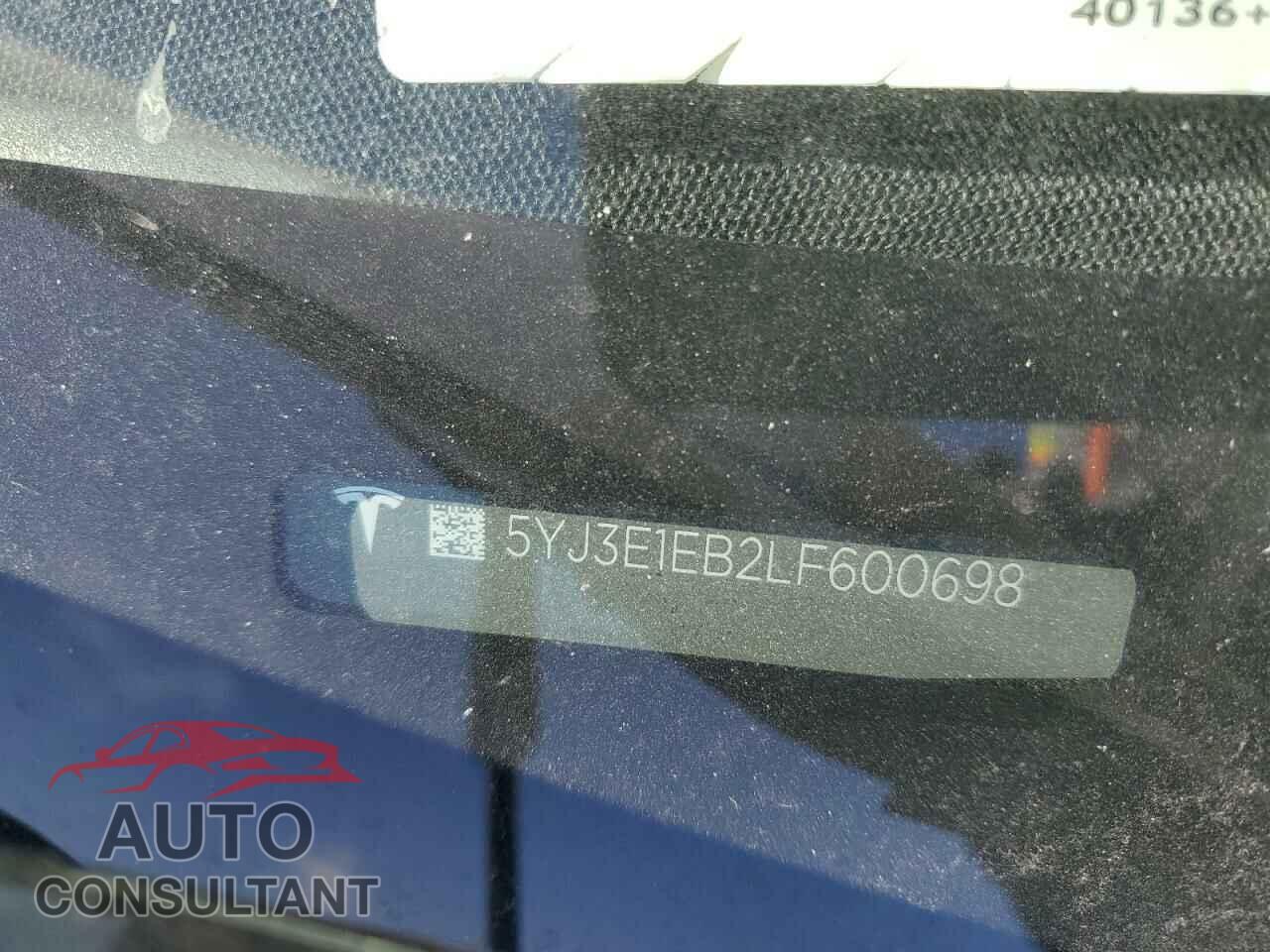 TESLA MODEL 3 2020 - 5YJ3E1EB2LF600698