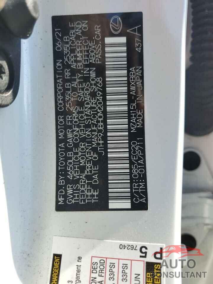 LEXUS UX 250H 2021 - JTHP9JBH0M2049768
