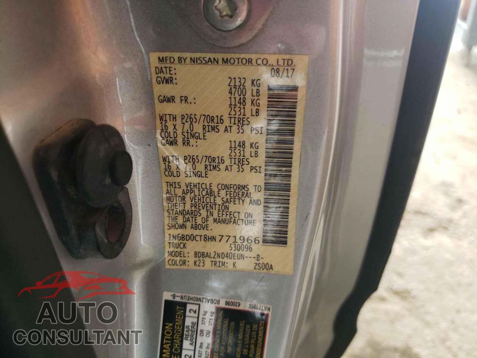 NISSAN FRONTIER 2017 - 1N6BD0CT8HN771966