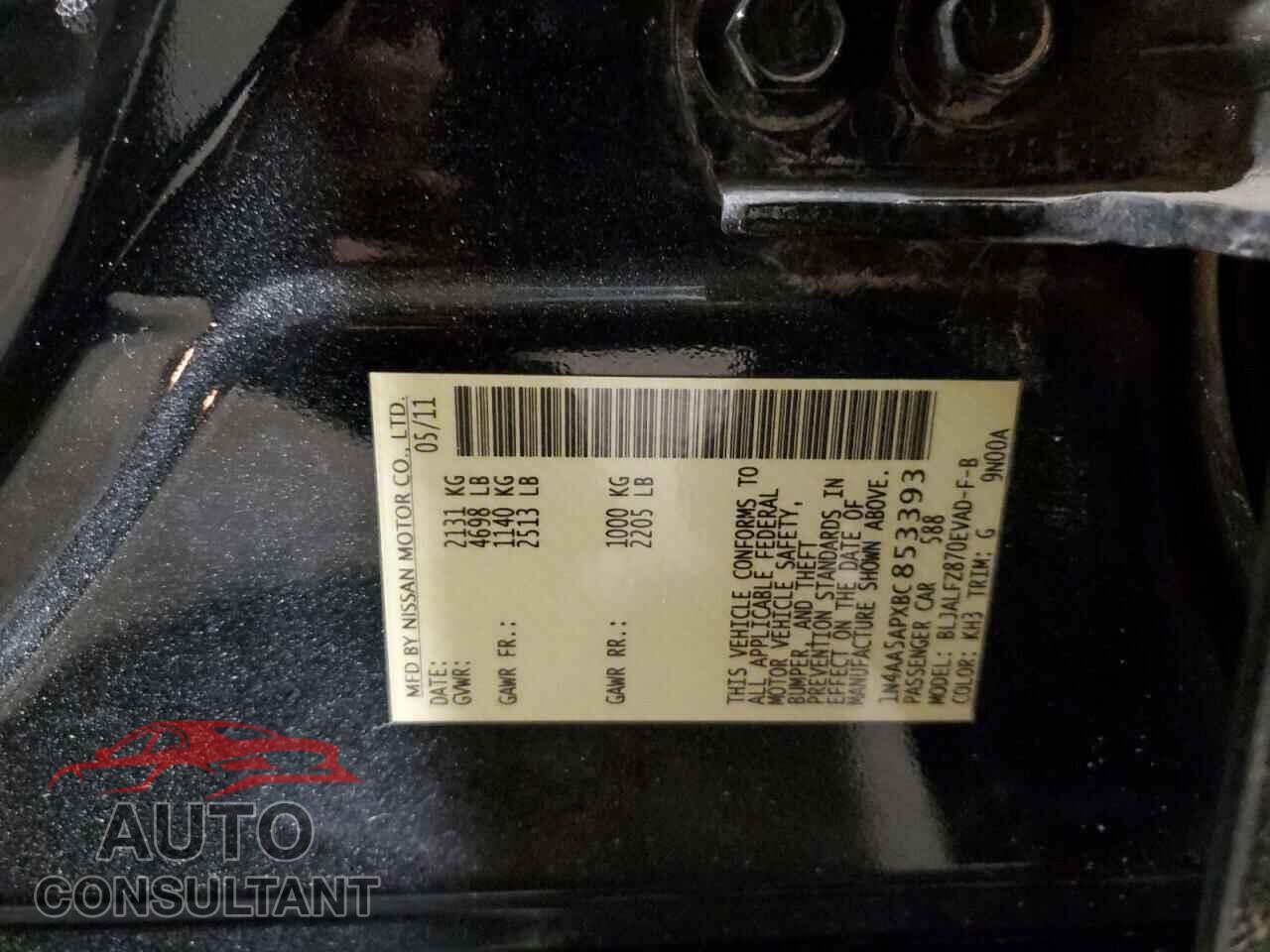 NISSAN MAXIMA 2011 - 1N4AA5APXBC853393