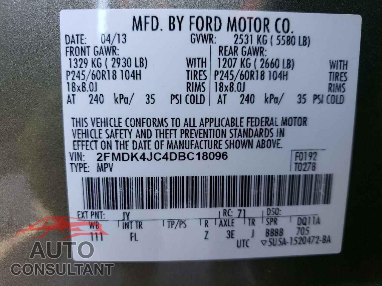 FORD EDGE 2013 - 2FMDK4JC4DBC18096