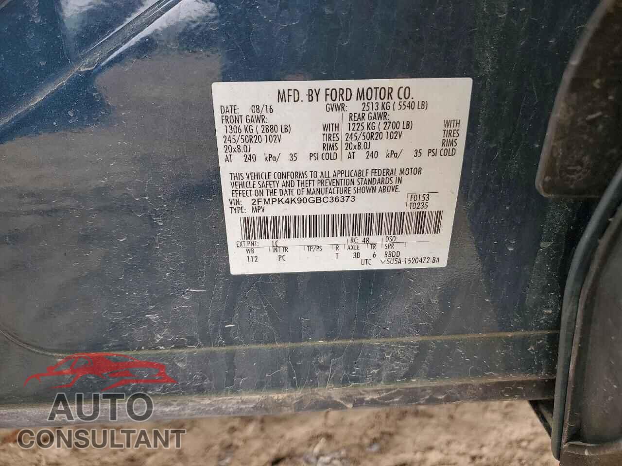 FORD EDGE 2016 - 2FMPK4K90GBC36373