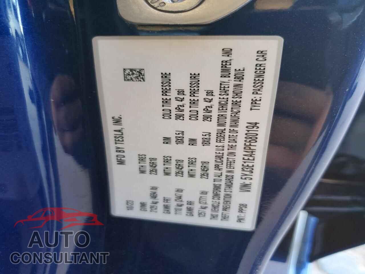 TESLA MODEL 3 2023 - 5YJ3E1EA4PF680194