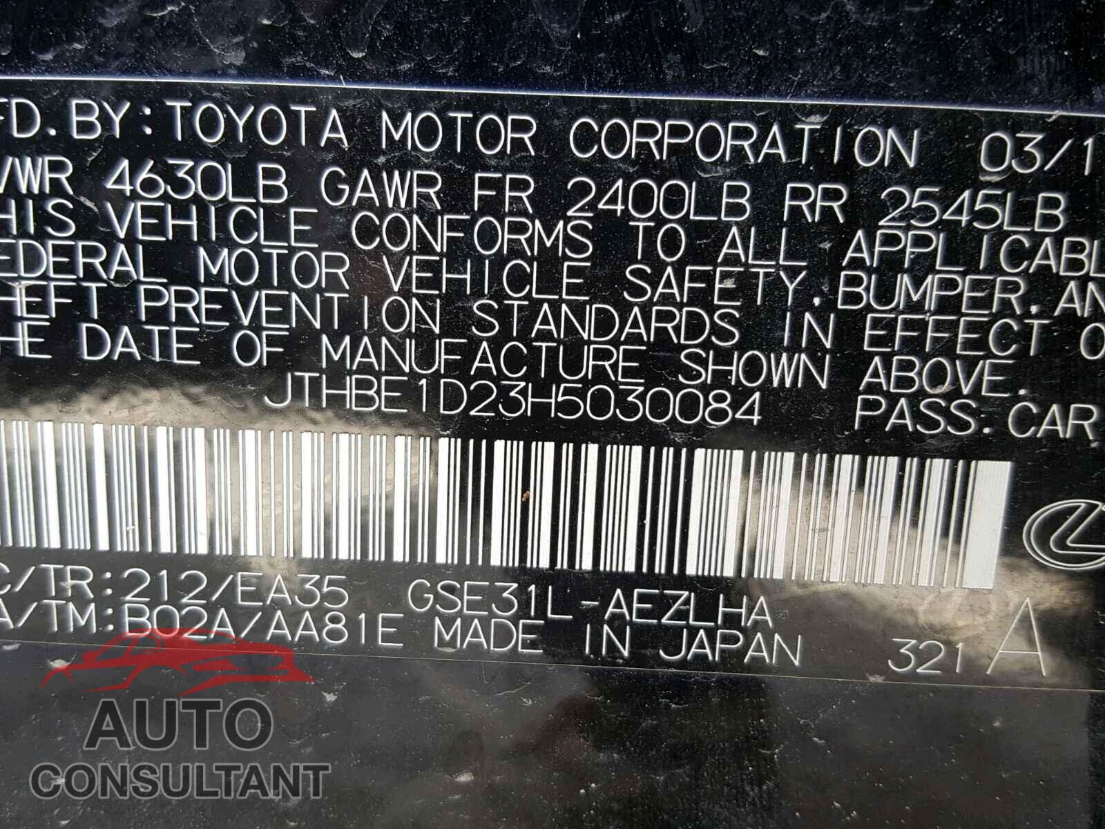 LEXUS IS 2017 - JTHBE1D23H5030084