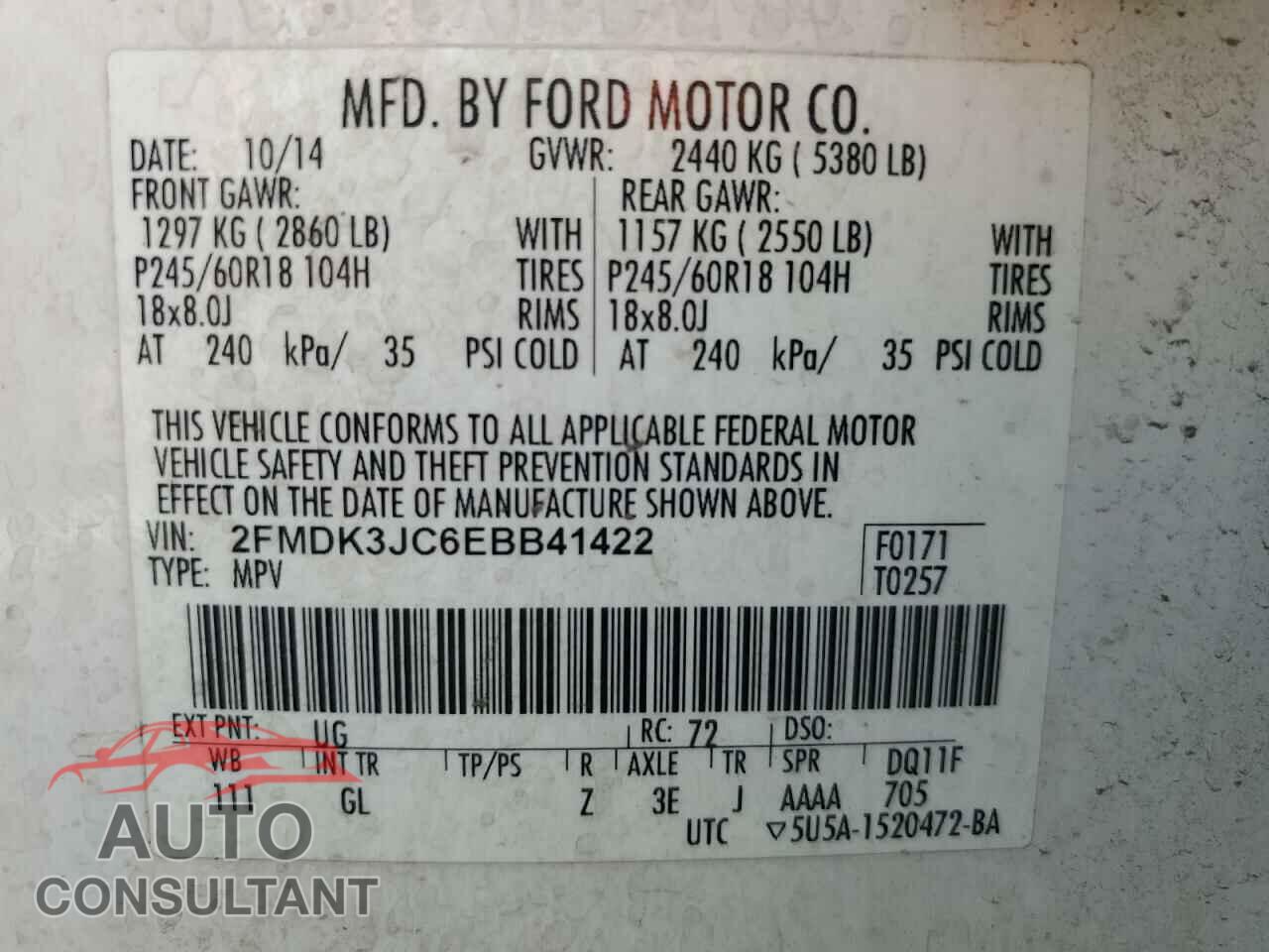 FORD EDGE 2014 - 2FMDK3JC6EBB41422