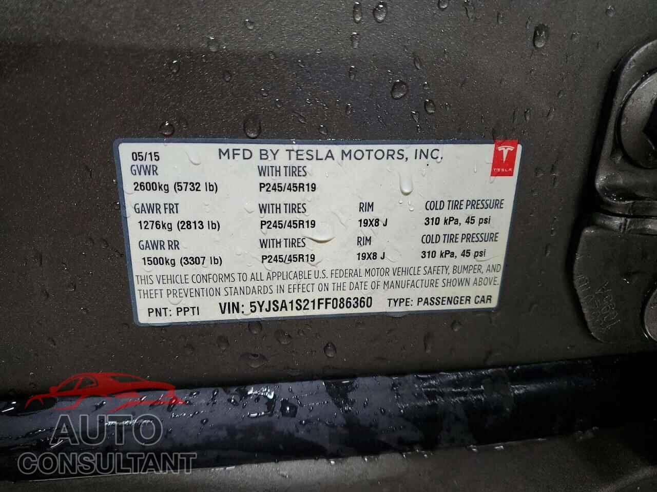 TESLA MODEL S 2015 - 5YJSA1S21FF086360
