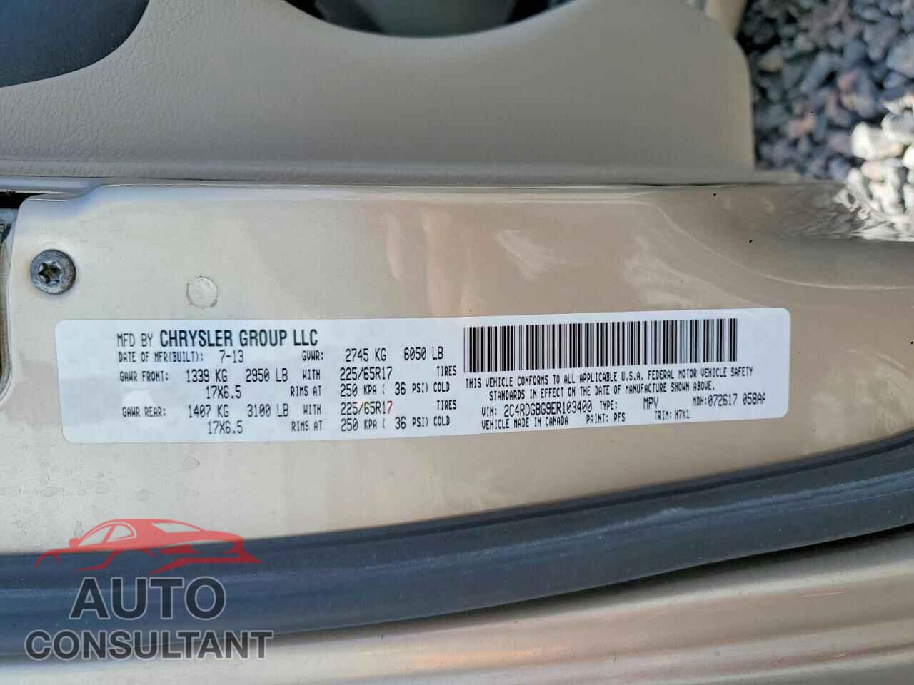 DODGE CARAVAN 2014 - 2C4RDGBG9ER103400