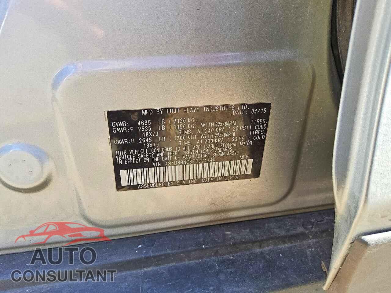 SUBARU OUTBACK 2015 - 4S4BSBNC8F3324740