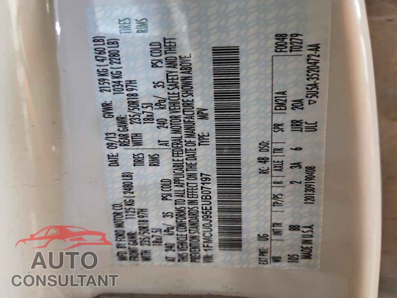 FORD ESCAPE 2014 - 1FMCU0J95EUB07197