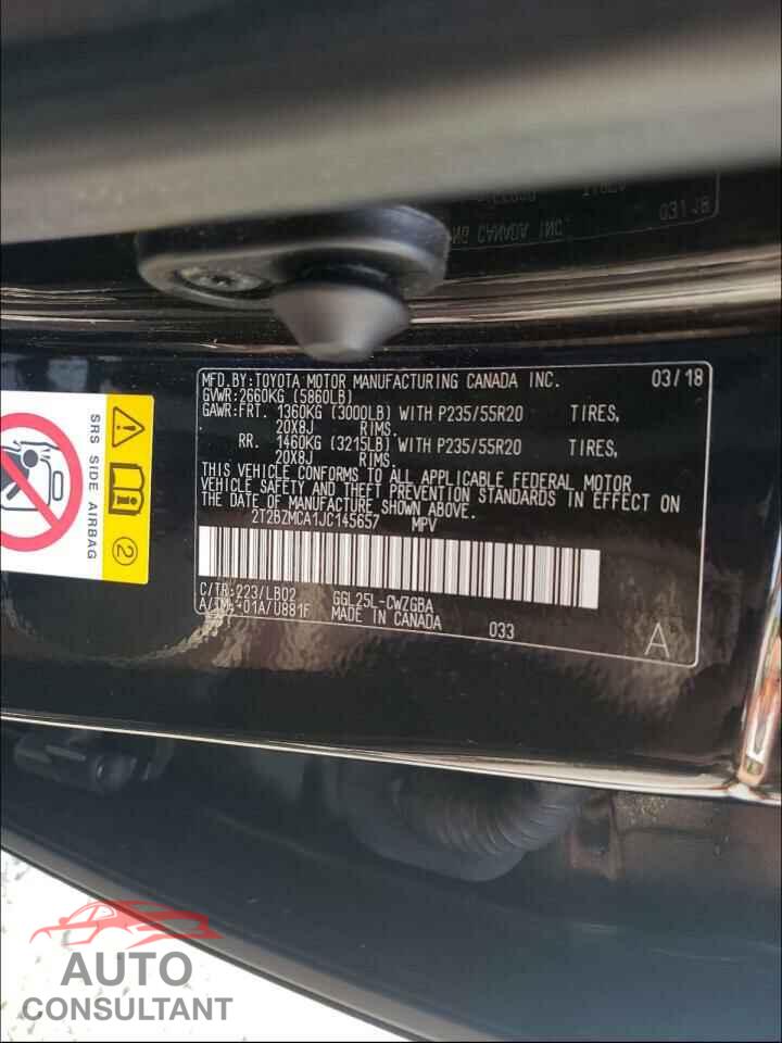 LEXUS RX350 2018 - 2T2BZMCA1JC145657