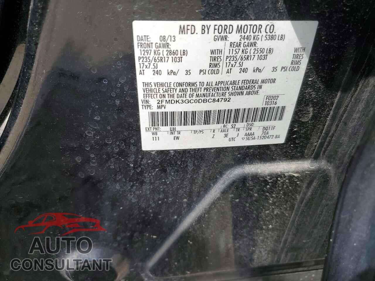 FORD EDGE 2013 - 2FMDK3GC0DBC84792