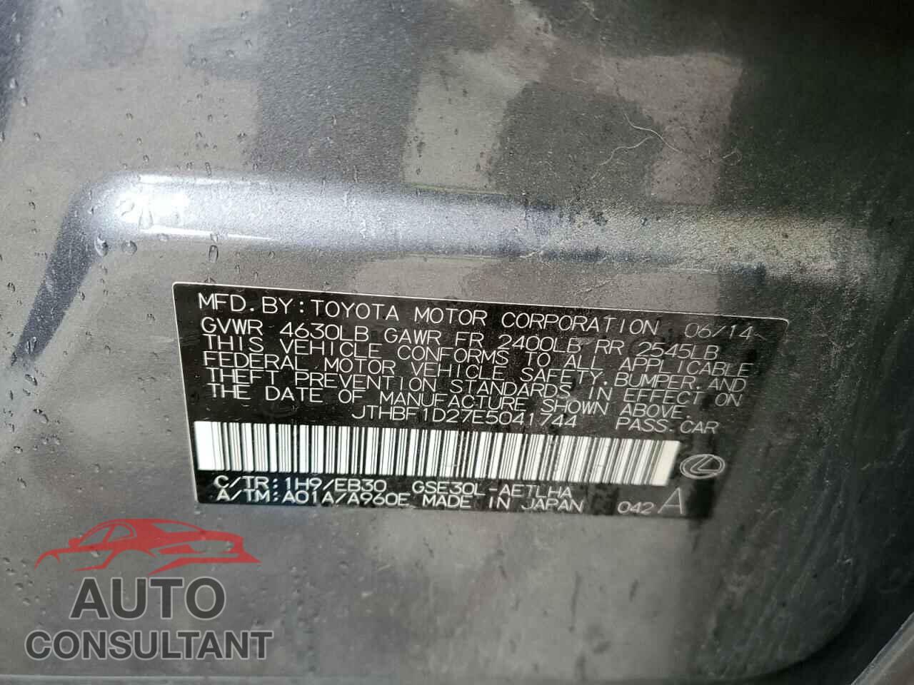 LEXUS IS 2014 - JTHBF1D27E5041744