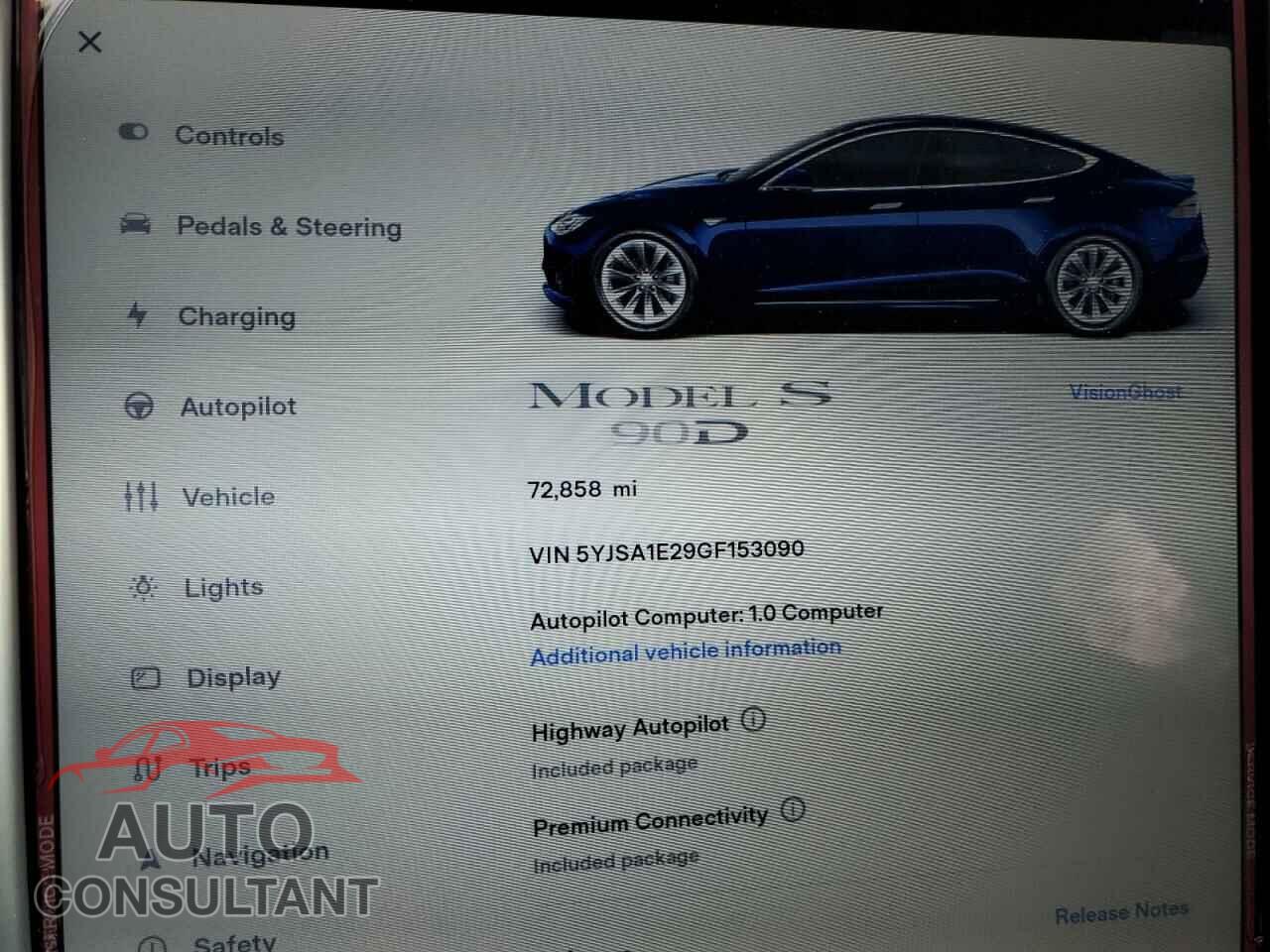 TESLA MODEL S 2016 - 5YJSA1E29GF153090