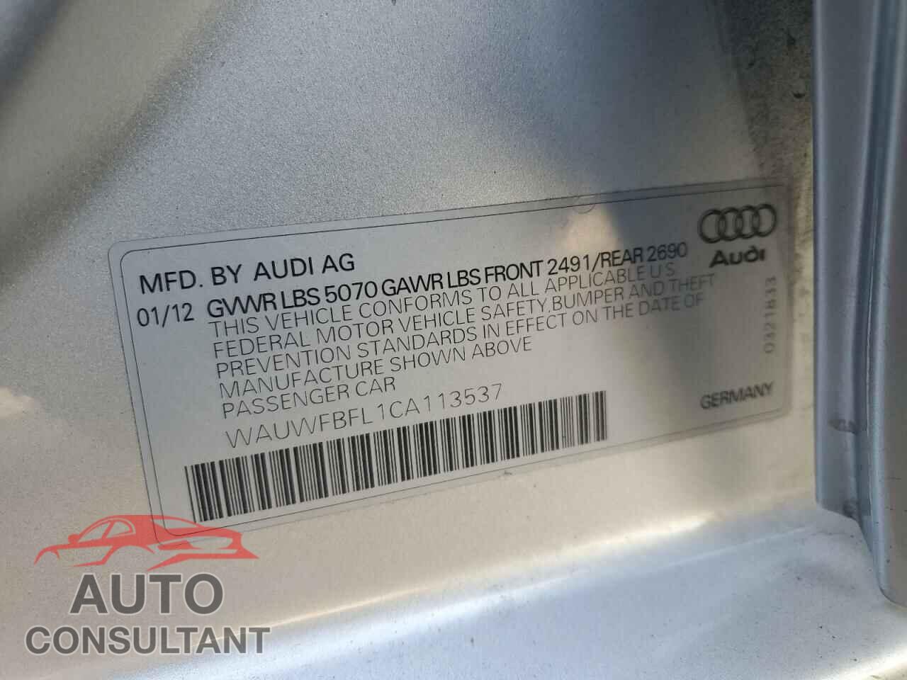 AUDI A4 2012 - WAUWFBFL1CA113537