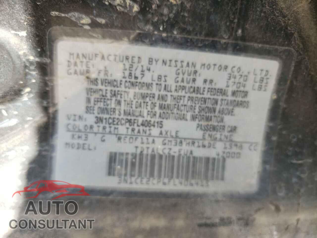 NISSAN VERSA 2015 - 3N1CE2CP6FL406415